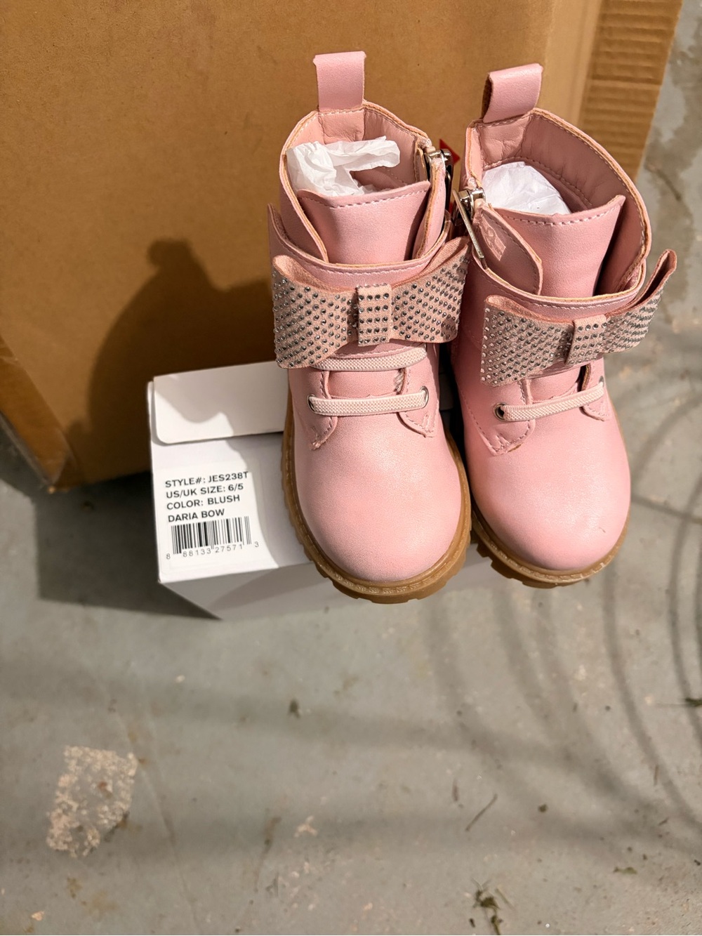 Blush Pink Kids Boot with Bow - Brand